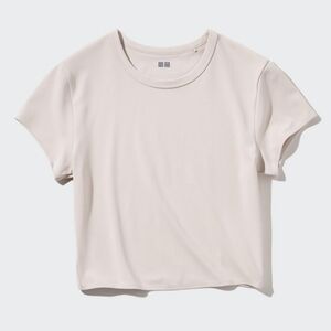 Unilqo Ultra Stretch AIRism Cropped T-shirt in shade Natural Size Small